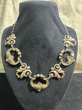 Vtg: Sterling Art Nouveau Necklace 41.5g